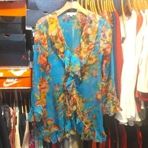 Mirellas collection women's sheer blouse size xl